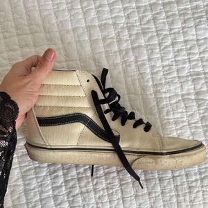 Vans High Top Sneakers in Cream with Black Accent